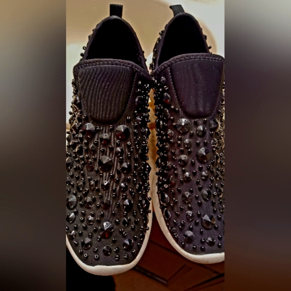 Black rhinestone sneakers 9